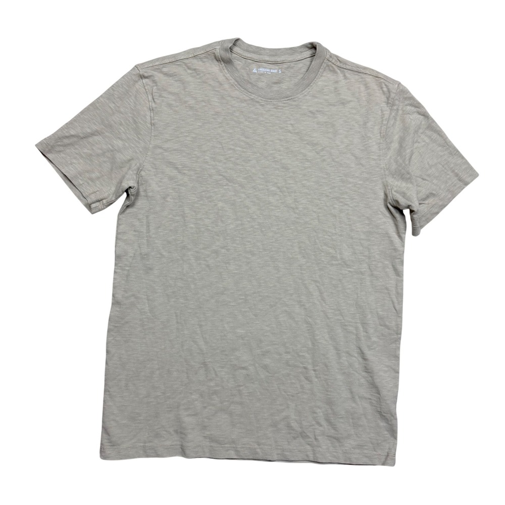 NWOT American Giant Men's Khaki Green Premium Slub Crew Tee Size S Short Sleeve